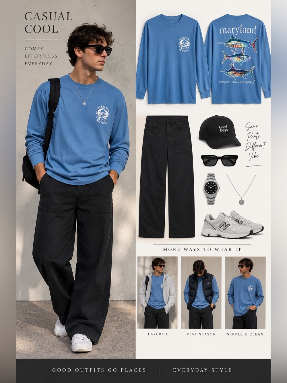 Long-Sleeve Graphic Crewneck Shirt - Maryland